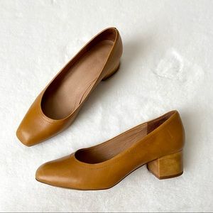 MADEWELL Raquel Wood Block Heel Pump Bronzed Leaf 8